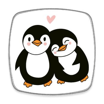 Love Penguin - Cute Romantic Animal Illustration - Square fridge magnet - white - Front