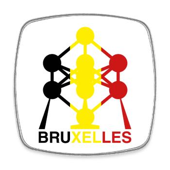 Icône des couleurs du drapeau belge de l’Atomium Bruxelles - Magnet carré - blanc - Devant