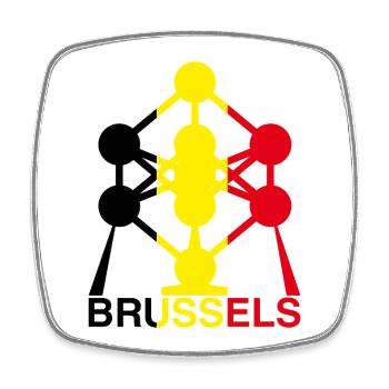 Atomium Brussels – Belgian Flag Colors Icon - Square fridge magnet - white - Front