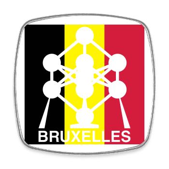 Atomium Bruxelles – Motif du Carré du Drapeau Belge - Magnet carré - blanc - Devant