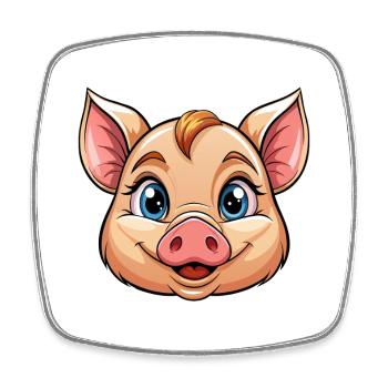 Pig face - Square fridge magnet - white - Front