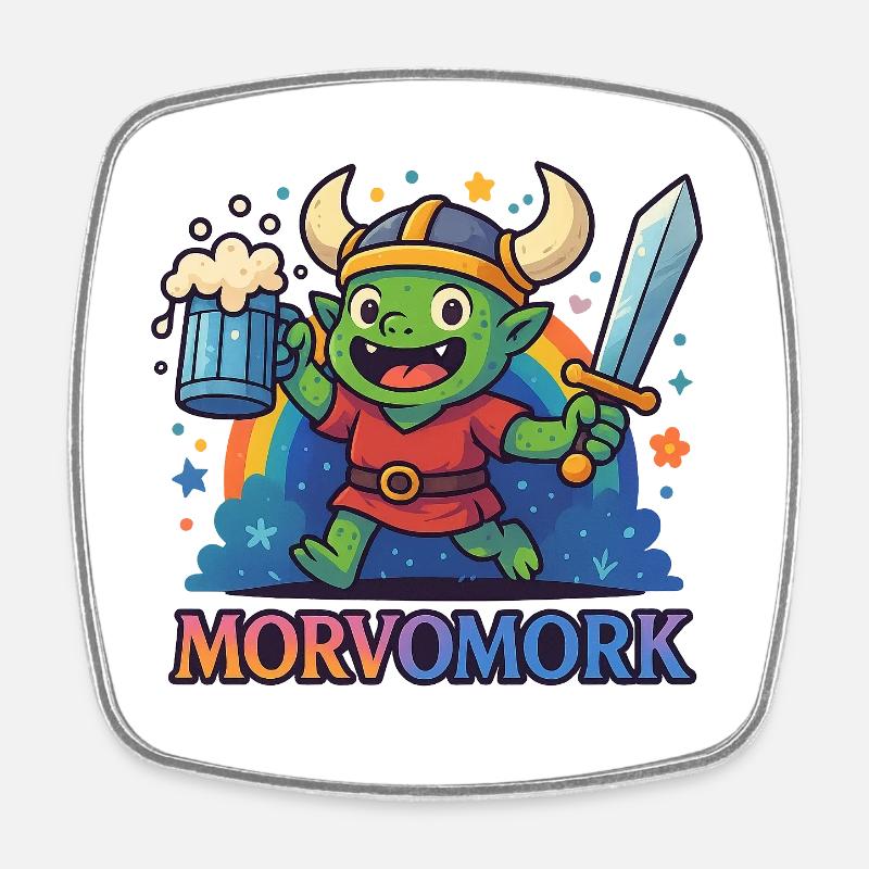 Goblin Viking Fun Hero - Square fridge magnet - white