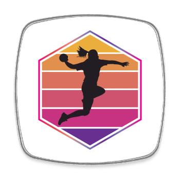 Handball Frau Silhouette - Viereckiger Kühlschrankmagnet - Weiß - Vorne