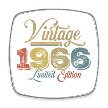 Vintage 1966 - Viereckiger Kühlschrankmagnet - Weiß - Vorne