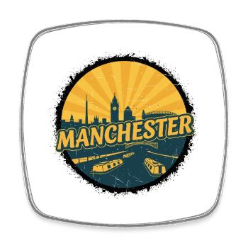 Manchester City Skyline Vintage Canal Badge - Square fridge magnet - white - Front