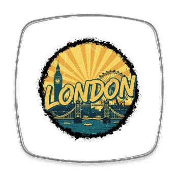London City Skyline Tower Bridge Retro-Abzeichen - Viereckiger Kühlschrankmagnet - Weiß - Vorne