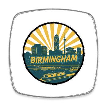 Birmingham City Skyline Canal Vintage Badge - Square fridge magnet - white - Front