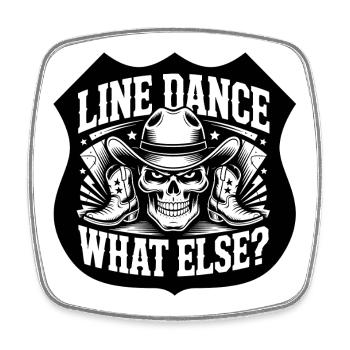 LineDance Schädel Cowboy Stiefel - Viereckiger Kühlschrankmagnet - Weiß - Vorne