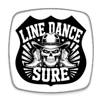 Line Dance Skull Boots Hat - Square fridge magnet - white - Front