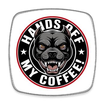 Halt mein Kaffee Hundemotiv - Viereckiger Kühlschrankmagnet - Weiß - Vorne