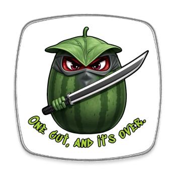 Wassermelone Ninja: Ein Schnitt Ende - Viereckiger Kühlschrankmagnet - Weiß - Vorne