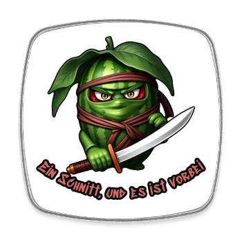 Ninja pastèque avec l’épée - Magnet carré - blanc - Devant