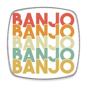 Banjo Retro Vintage - Viereckiger Kühlschrankmagnet - Weiß - Vorne