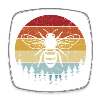 Vintage-Retro-Bienenenzüchter - Viereckiger Kühlschrankmagnet - Weiß - Vorne