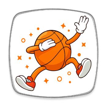 Lustiger Basketball-Maskottchen-Cartoonspieler - Viereckiger Kühlschrankmagnet - Weiß - Vorne