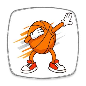 Basketball-Dabbing-Maskottchen lustige Sportarten - Viereckiger Kühlschrankmagnet - Weiß - Vorne