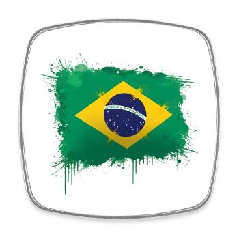Art du drapeau brésilien - design du drapeau brésilien - Magnet carré - blanc - Devant