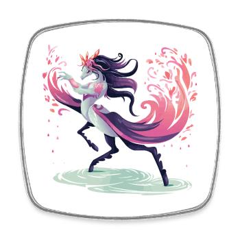 Danse de la Licorne en Fleurs - Magnet carré - blanc - Devant