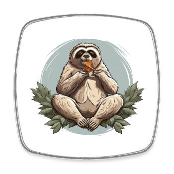 Sloth Snack Zen - Square fridge magnet - white - Front