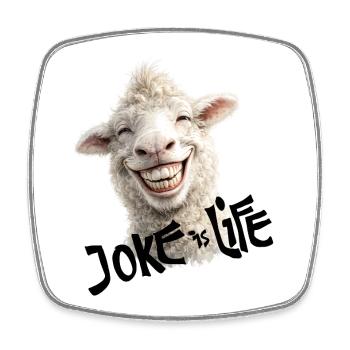 Smiling lamb joke is life - Square fridge magnet - white - Front