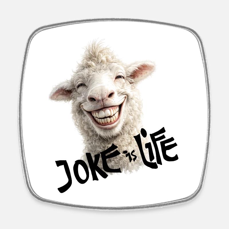 Smiling lamb joke is life - Square fridge magnet - white