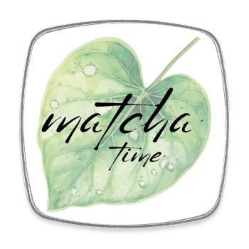 Matcha, Blatt, Grün, Zeit - Viereckiger Kühlschrankmagnet - Weiß - Vorne