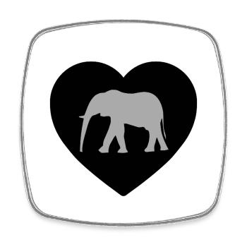 Éléphant - Magnet carré - blanc - Devant