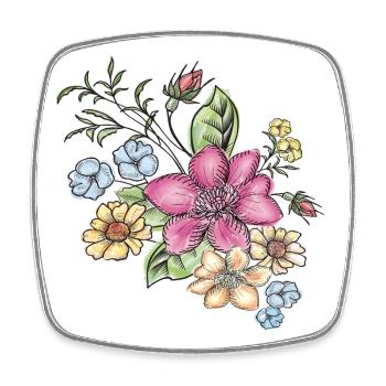 Floral floral pattern - Square fridge magnet - white - Front