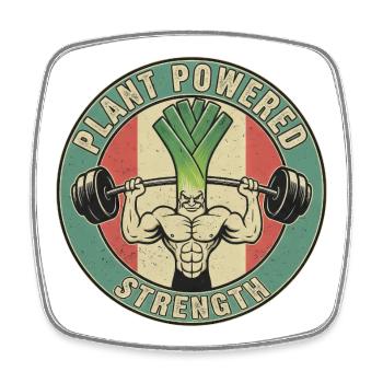 Strong Leek Weightlifting Design Fitness Vegan - Magnet carré - blanc - Devant