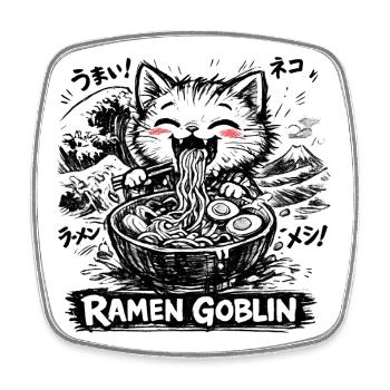 Katzen Ramen Nudel Japaner Anime Manga Kawaii - Viereckiger Kühlschrankmagnet - Weiß - Vorne