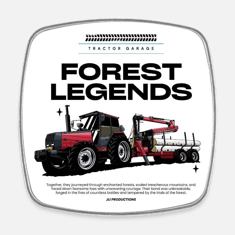 Red Tractor 05 - Square fridge magnet - white