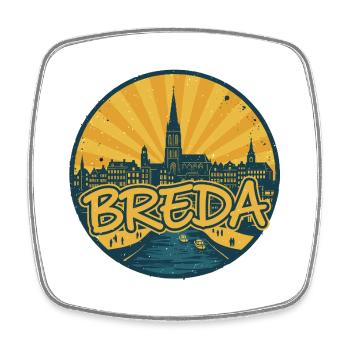 Breda City Skyline Retro Vintage Badge - Square fridge magnet - white - Front