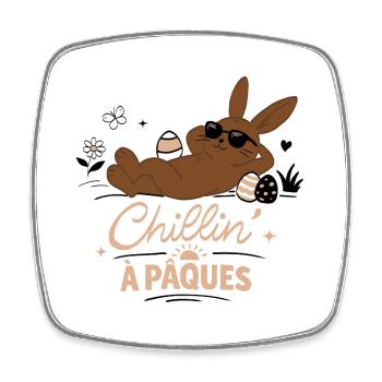 Osterhase - Viereckiger Kühlschrankmagnet - Weiß - Vorne