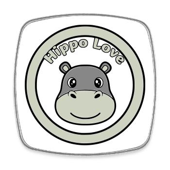 Hippo Love Hippo Logo Badge - Magnet carré - blanc - Devant