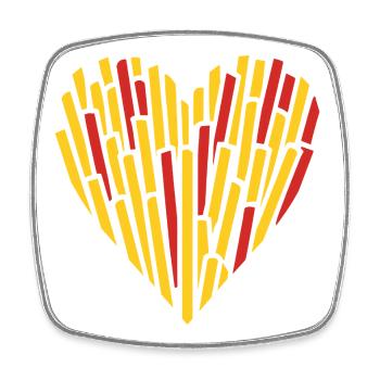 Heart Fries - Square fridge magnet - white - Front