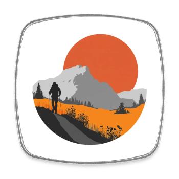 Bergwanderung, Idee für ein Wanderer-Geschenk - Viereckiger Kühlschrankmagnet - Weiß - Vorne