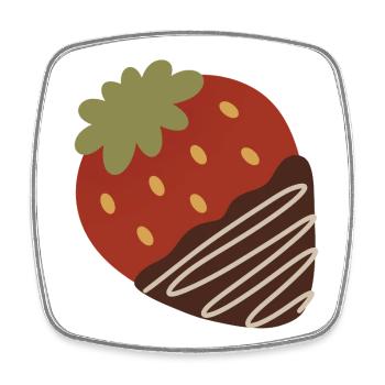 Fraise trempée dans le chocolat - Magnet carré - blanc - Devant