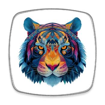 Tête de tigre - Magnet carré - blanc - Devant