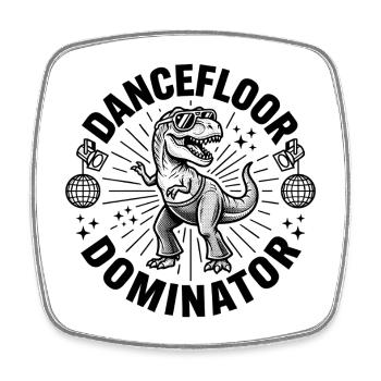 Dancefloor Dominator Dino - Viereckiger Kühlschrankmagnet - Weiß - Vorne