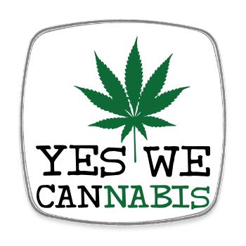 Yes We Cannabis - Magnet carré - blanc - Devant