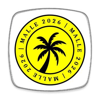 Cercle de palmiers Malle 2026 - Magnet carré - blanc - Devant