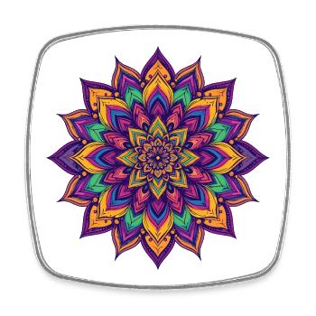 Colorful Psychedelic Mandala LSD Flower Star - Square fridge magnet - white - Front