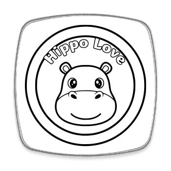 Hippo Love Nilpferd Logo - Square fridge magnet - white - Front