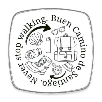 Ne cessez jamais de marcher sur le Camino de Santiago - Magnet carré - blanc - Devant