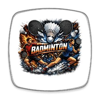 Badminton Fury Doppel-Rausch - Viereckiger Kühlschrankmagnet - Weiß - Vorne