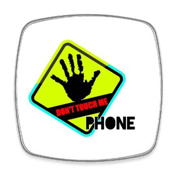 Hand away! No phone touch - Square fridge magnet - white - Front