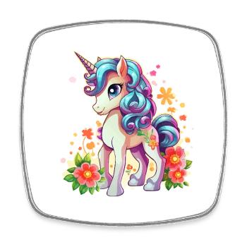 Blossom magic unicorn in spring - Square fridge magnet - white - Front