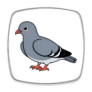 Cartoon dove gray with orange feet - Square fridge magnet - white - Front