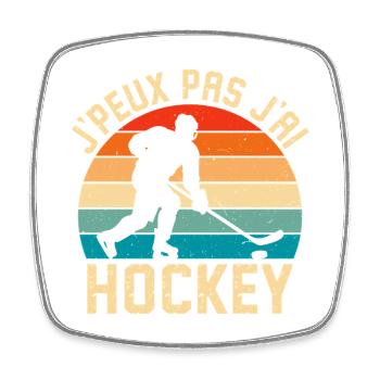 J'Peux Pas J'Ai Hockey Retro Hockey sur Glace - Square fridge magnet - white - Front