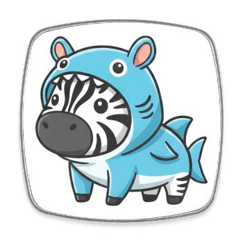 Costume de zèbre mignon, dessin animé de carnaval de requin, plaisir - Magnet carré - blanc - Devant